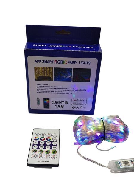 Умная светодиодная USB гирлянда RGB с Bluetooth 15 м Гирлянда на елку уличная 15 м Смарт гирлянда на елку 68 фото