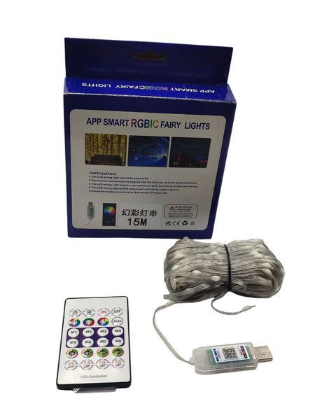 Умная светодиодная USB гирлянда RGB с Bluetooth 15 м Гирлянда на елку уличная 15 м Смарт гирлянда на елку 68 фото