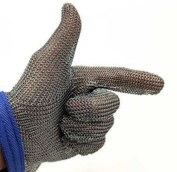 Металева кольчужна рукавичка із плетених кілець з фіксатором, нержавіюча сталь, розмір L 567 фото