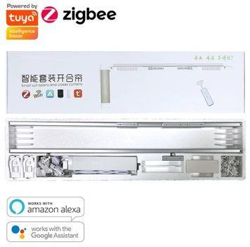 Розумний електричний карниз для штор до 5 м з пультом, Wi-Fi / ZigBee, таймер Електрокарніз з пультом 347 фото
